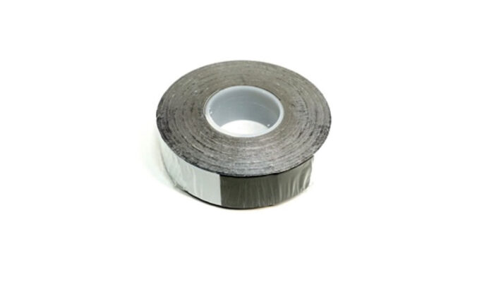 Tool tethering tape consists of a roll of non-adhesive, polyisobutylene based self-amalgamating tape