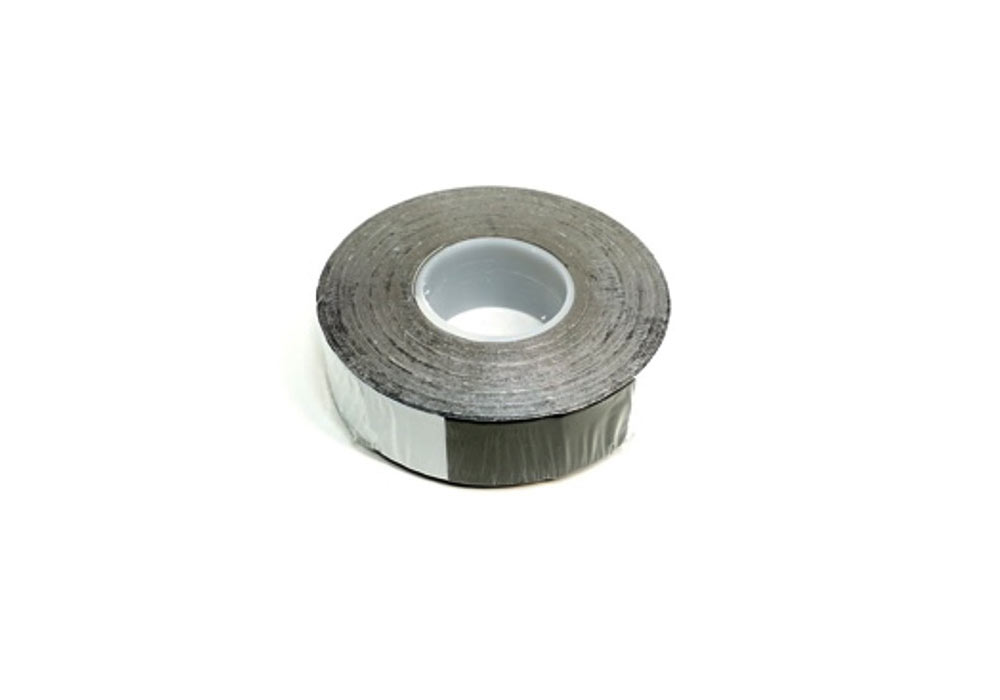 Tool tethering tape consists of a roll of non-adhesive, polyisobutylene based self-amalgamating tape